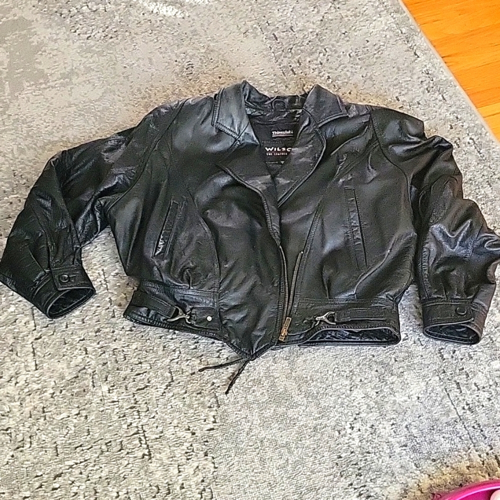 Woman's black leather Wilson's jacket